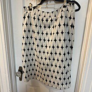 Renee C Gray & White Printed Below Knee Lightweight Skirt-1X